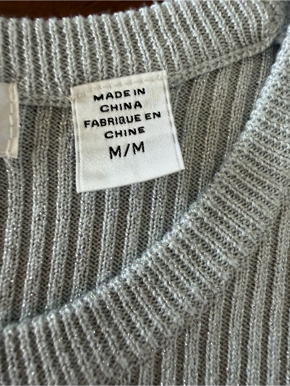 Crewneck Ribbed Sweater - Light Silver Metallic - Picture 4 of 7